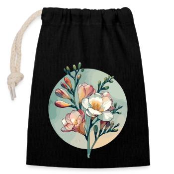 Freesia Drawn - Closable cotton gift bag (14x20cm) - black - Front