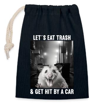 Permet de manger des ordures et de se faire frapper par un opossum de voiture - Sac cadeau en coton avec cordon (14 x 20 cm) - bleu marine - Devant