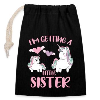 Baby Reveal In Getting A Little Sister Unicorn - Closable cotton gift bag (14x20cm) - black - Front