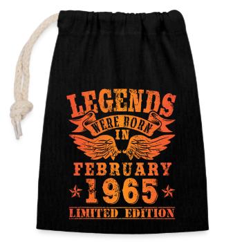 Legends were born in February 1965 Birthday - Closable cotton gift bag (14x20cm) - black - Front