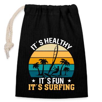 It´s Healthy It´s Fun It´s Surfing - Closable cotton gift bag (14x20cm) - black - Front