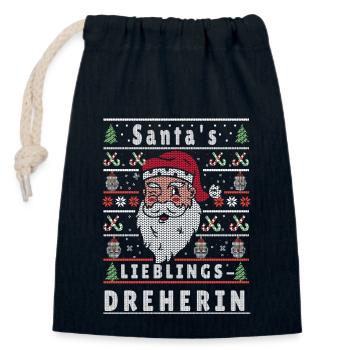 Ugly Christmas SANTA'S FAVORITE TURNER - Closable cotton gift bag (14x20cm) - navy - Front