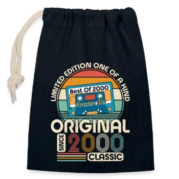 Original 2000 Vintage | 2000 Birthday Gift - Closable cotton gift bag (14x20cm) - navy - Front