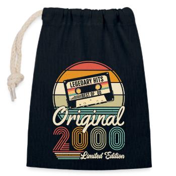 Original 2000 Vintage | 2000 Birthday Gift - Closable cotton gift bag (14x20cm) - navy - Front
