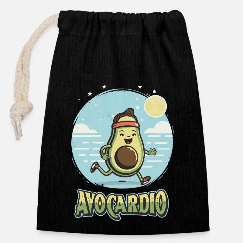AVOCARDIO - Verschließbarer Geschenkbeutel aus Baumwolle (14x20cm) - Schwarz