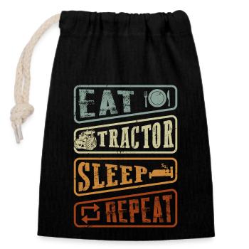 Eat Tractor Sleep Repeat - Retro Tractor Harvest Time - Closable cotton gift bag (14x20cm) - black - Front