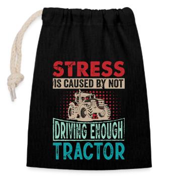 Retro Traktor Erntezeit - Stress Spruch Englisch - Verschließbarer Geschenkbeutel aus Baumwolle (14x20cm) - Schwarz - Vorne