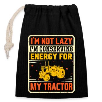 Conserving Energy For Tractor Agriculture Harvest - Closable cotton gift bag (14x20cm) - black - Front