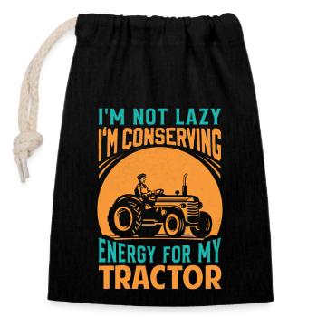 Conserving Energy For Tractor Agriculture Harvest - Closable cotton gift bag (14x20cm) - black - Front
