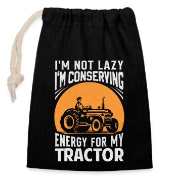 Conserving Energy For Tractor Agriculture Harvest - Closable cotton gift bag (14x20cm) - black - Front