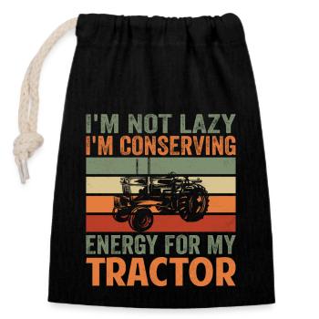 Conserving Energy For Tractor Agriculture Harvest - Closable cotton gift bag (14x20cm) - black - Front