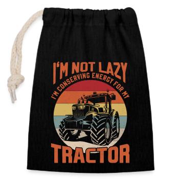 Conserving Energy For Tractor Agriculture Harvest - Closable cotton gift bag (14x20cm) - black - Front