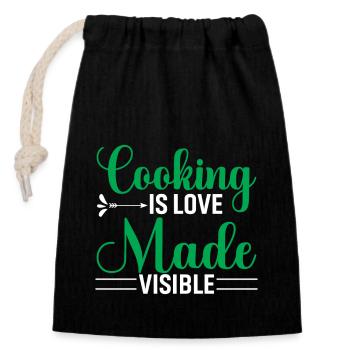 Cooking Is Love Made Visible - Closable cotton gift bag (14x20cm) - black - Front