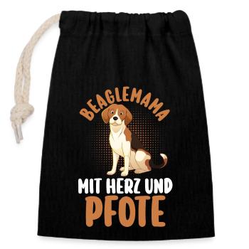 Hund Beagle - Verschließbarer Geschenkbeutel aus Baumwolle (14x20cm) - Schwarz - Vorne