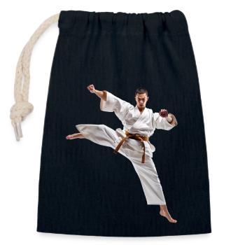 Le karaté est un art martial exigeant - Sac cadeau en coton avec cordon (14 x 20 cm) - bleu marine - Devant