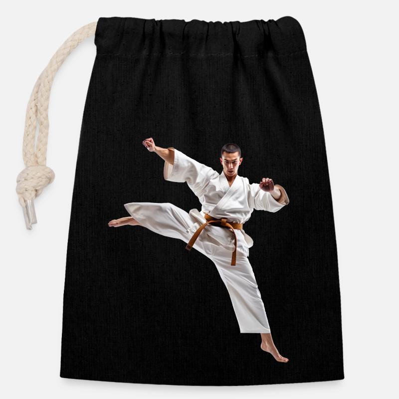 Karate ist eine anspruchsvolle Kampfkunst - Verschließbarer Geschenkbeutel aus Baumwolle (14x20cm) - Schwarz