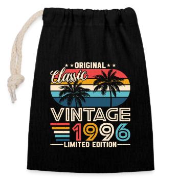 1996 Geburtstagsgeschenk 1996 Jahrgang 1996 Geschenk - Verschließbarer Geschenkbeutel aus Baumwolle (14x20cm) - Schwarz - Vorne