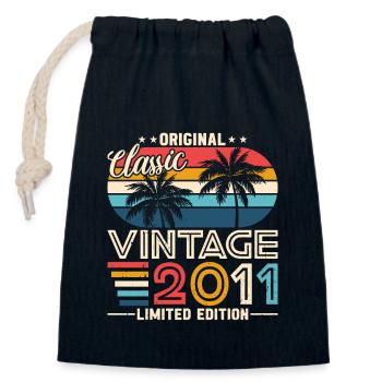 Vintage 2011 Birthday Gift - Closable cotton gift bag (14x20cm) - navy - Front