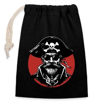 Cool Pirate - Sac cadeau en coton avec cordon (14 x 20 cm) - noir - Devant