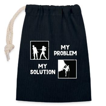 Grimpeur Mon problème Ma solution Pictogramme Papa - Sac cadeau en coton avec cordon (14 x 20 cm) - bleu marine - Devant