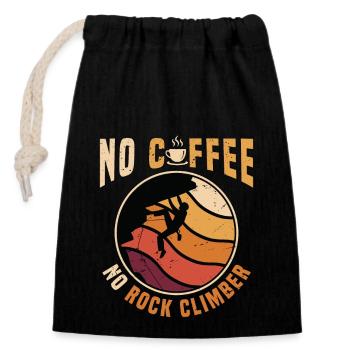 Rock Climber No Coffee No Climbing Coffee Lover - Verschließbarer Geschenkbeutel aus Baumwolle (14x20cm) - Schwarz - Vorne