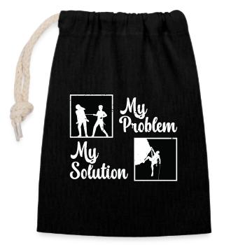 Grimpeur Mon Problème Ma Solution Pictogramme Maman - Sac cadeau en coton avec cordon (14 x 20 cm) - noir - Devant