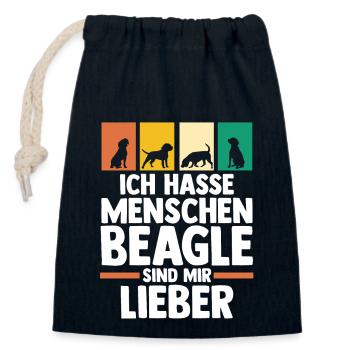 Hund Beagle - Verschließbarer Geschenkbeutel aus Baumwolle (14x20cm) - Navy - Vorne