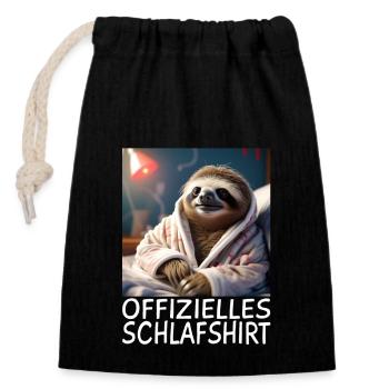 Sloth - Closable cotton gift bag (14x20cm) - black - Front