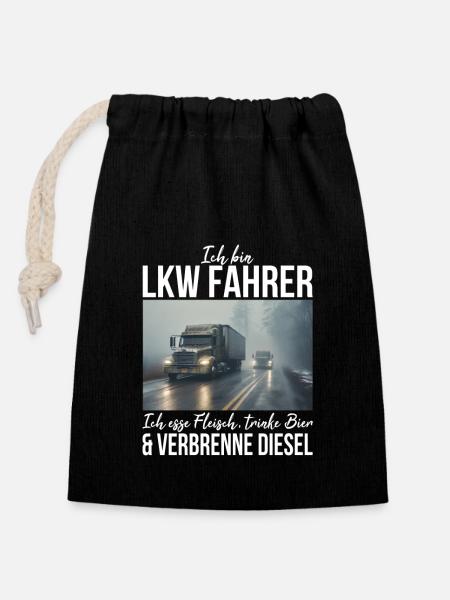 Lkw Fahrer - Verschließbarer Geschenkbeutel aus Baumwolle (14x20cm) - Schwarz
