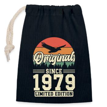 Unique 1995 Vintage Retro Design - Closable cotton gift bag (14x20cm) - navy - Front
