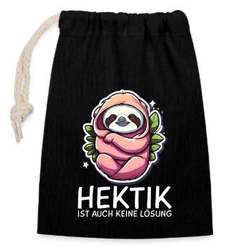 Sloth - Closable cotton gift bag (14x20cm) - black - Front