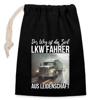 Lkw Fahrer - Verschließbarer Geschenkbeutel aus Baumwolle (14x20cm) - Schwarz - Vorne