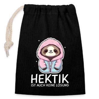 Sloth - Closable cotton gift bag (14x20cm) - black - Front