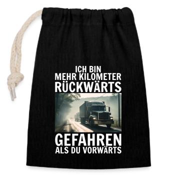 Lkw Fahrer - Verschließbarer Geschenkbeutel aus Baumwolle (14x20cm) - Schwarz - Vorne