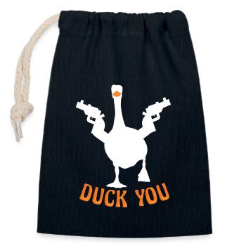 Fuck off very much. Funny Duck - Verschließbarer Geschenkbeutel aus Baumwolle (14x20cm) - Navy - Vorne