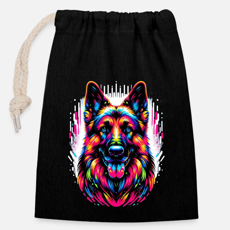 German Shepherd, German Shepherd - Closable cotton gift bag (14x20cm) - black