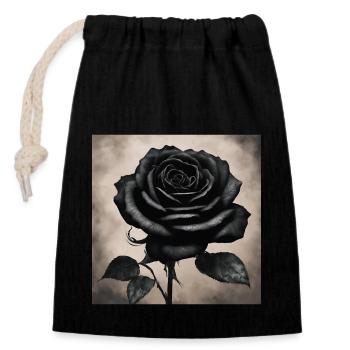 Schwarze Rose Kunstbild - Verschließbarer Geschenkbeutel aus Baumwolle (14x20cm) - Schwarz - Vorne