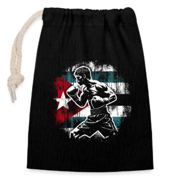 Cuban Boxer Flag Pride Cuba Boxing Fighter - Closable cotton gift bag (14x20cm) - black - Front