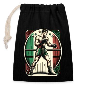 Italian Boxer - Patriotic Boxer Flag - Closable cotton gift bag (14x20cm) - black - Front