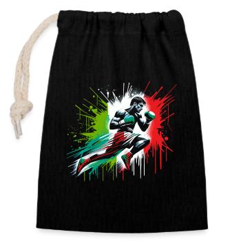 Italian Boxer - Patriotic Boxer Flag - Closable cotton gift bag (14x20cm) - black - Front