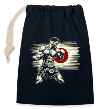 Japanischer Boxer - Vintage Flagge Japan Kämpfer - Verschließbarer Geschenkbeutel aus Baumwolle (14x20cm) - Navy - Vorne