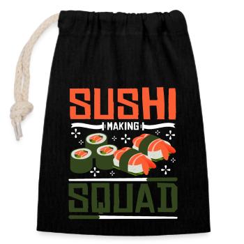 Sushi making squat - Closable cotton gift bag (14x20cm) - black - Front