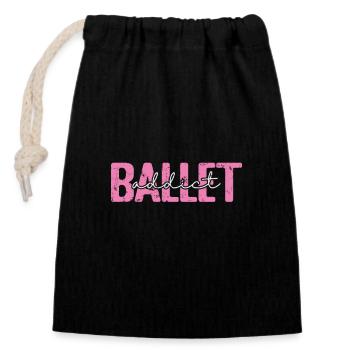 Ballet addict - Verschließbarer Geschenkbeutel aus Baumwolle (14x20cm) - Schwarz - Vorne