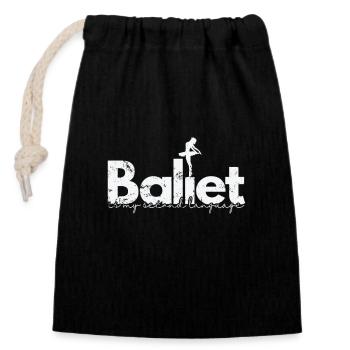 Ballet is my second Language - Verschließbarer Geschenkbeutel aus Baumwolle (14x20cm) - Schwarz - Vorne