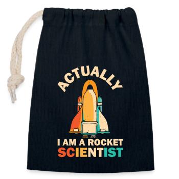 Retro Rocket Scientist Spaceman Space Shuttle - Closable cotton gift bag (14x20cm) - navy - Front