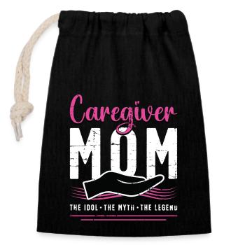 Caregiver Mom The Idol The Myth Loves Caregiving - Verschließbarer Geschenkbeutel aus Baumwolle (14x20cm) - Schwarz - Vorne
