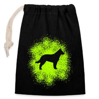 Schäferhund – Treuer Begleiter - Verschließbarer Geschenkbeutel aus Baumwolle (14x20cm) - Schwarz - Vorne