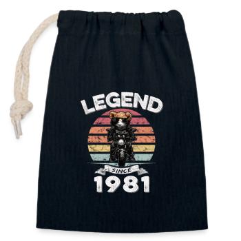 1981 Geburtstag Legend since sunset Teddy - Verschließbarer Geschenkbeutel aus Baumwolle (14x20cm) - Navy - Vorne