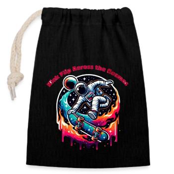 Kick Flip Across the Cosmos - Closable cotton gift bag (14x20cm) - black - Front