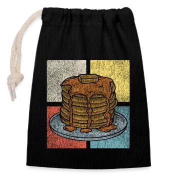 Pancake Lover Kids Retro Vintage - Closable cotton gift bag (14x20cm) - black - Front